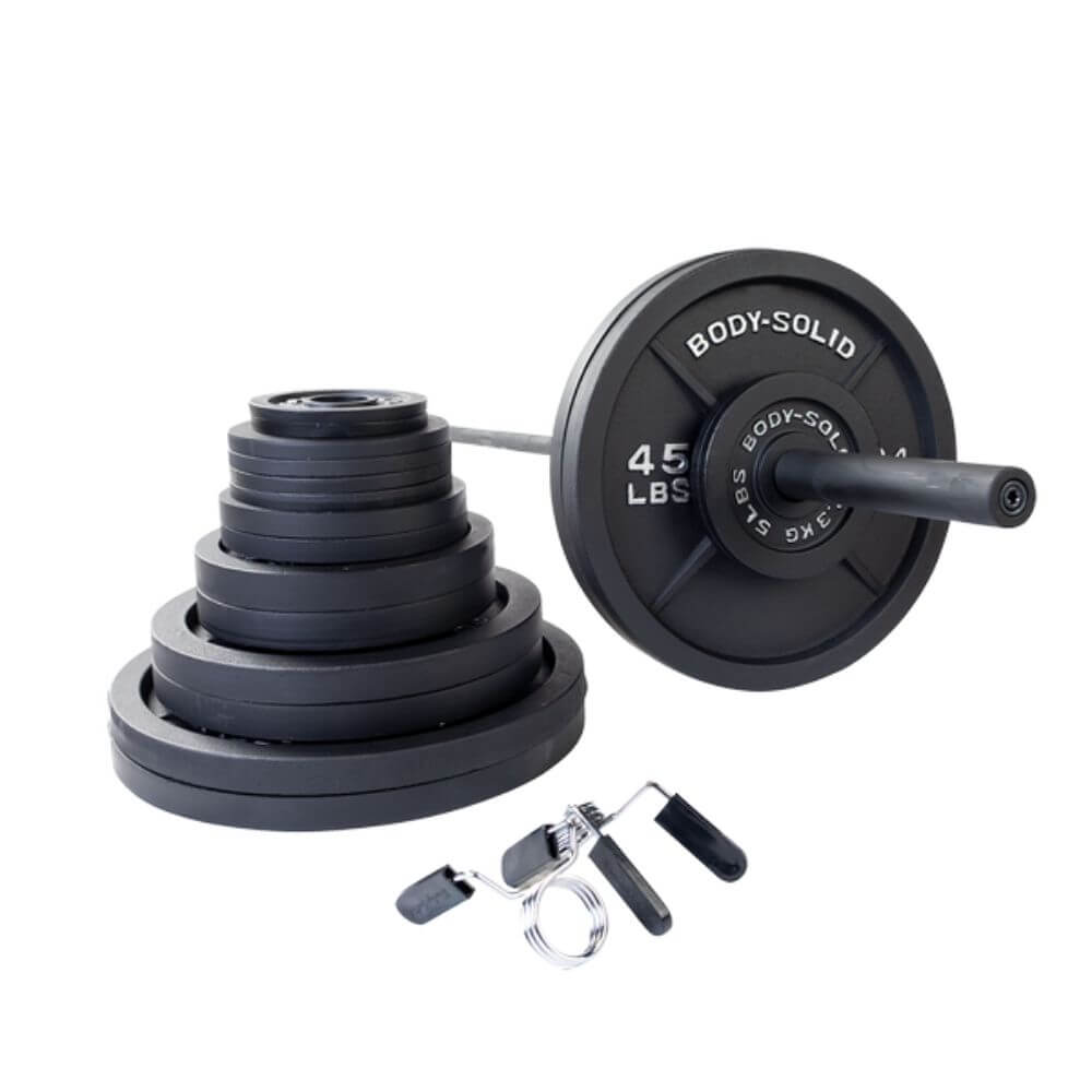 Body-Solid, Body-Solid Cast Iron Plate & Barbell Set