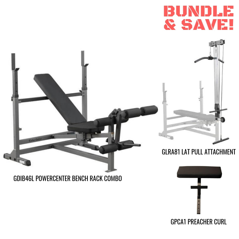 Body-Solid, Body-Solid PowerCenter Combo Bench Lat Package GDIB46LP4