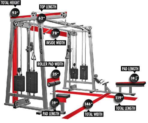 Legend Fitness Cable Crossover Plus dimensions image