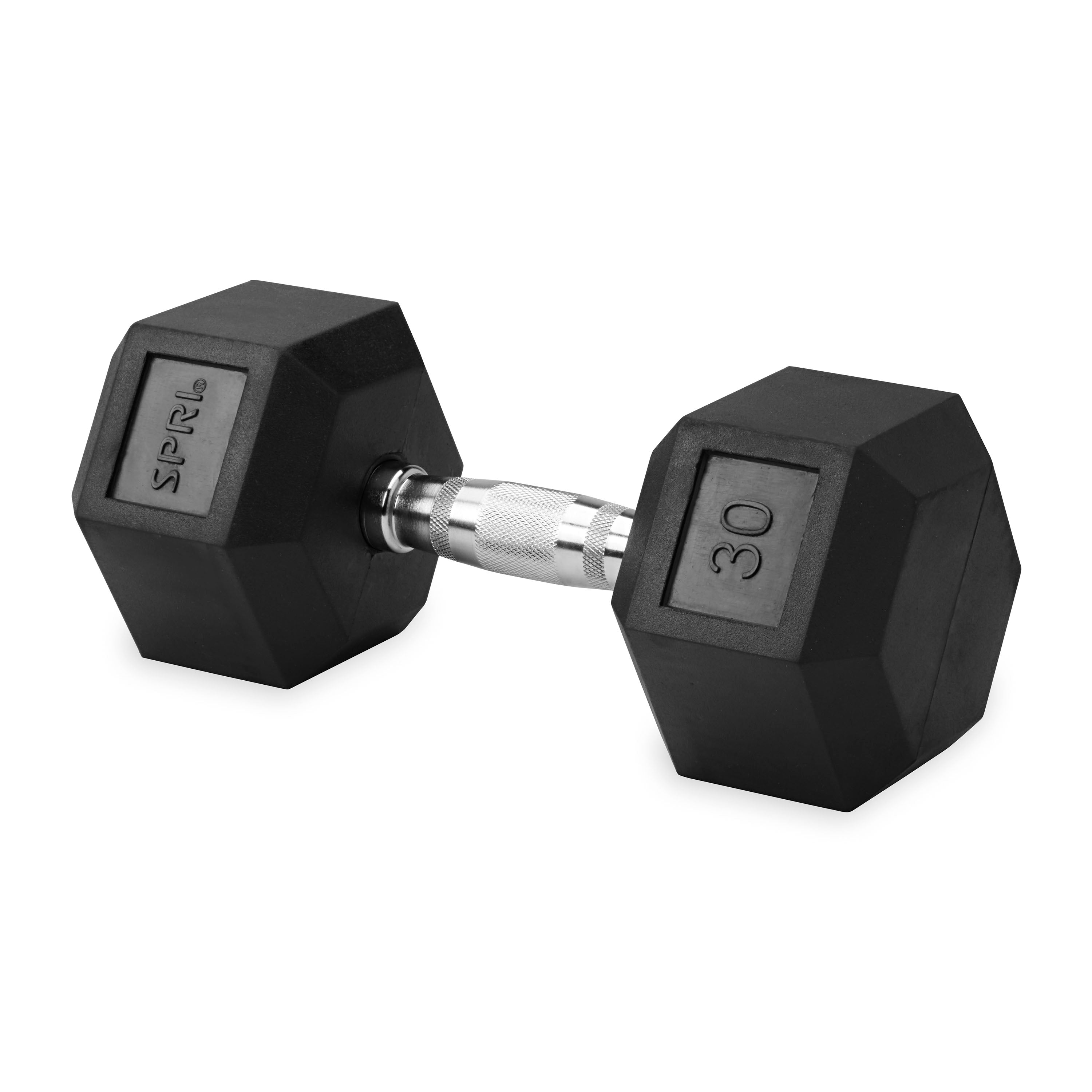 Spri, Deluxe 6-Sided Rubber Dumbbells - 30-45lb. Poids simples