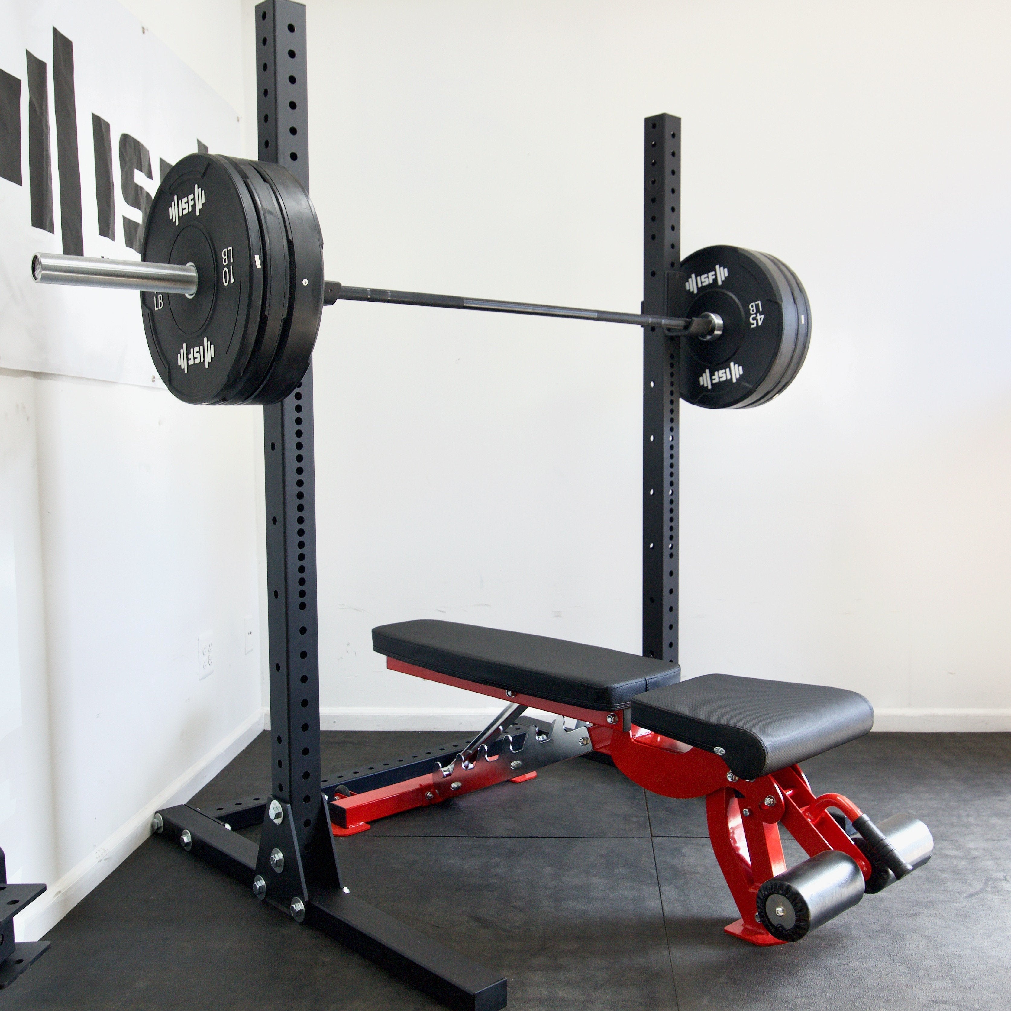 Je vends du fitness, Ensemble Home Gym : Rack de 72", haltères, plaques d'appui, banc