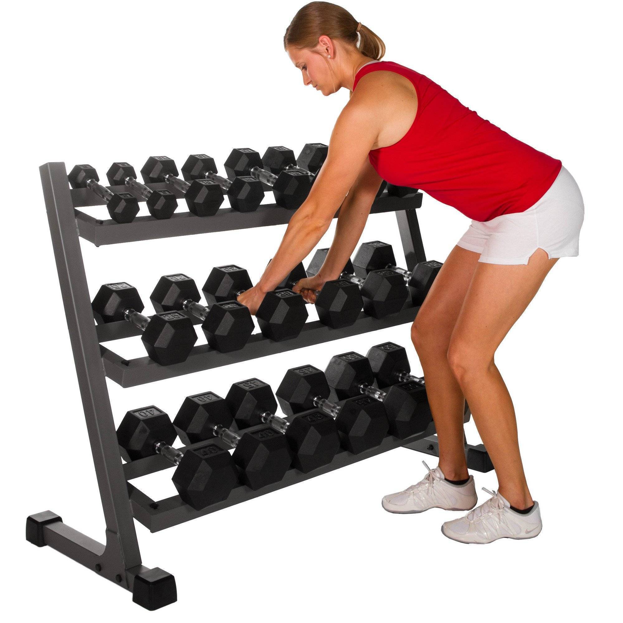 XMark Fitness, XMark Fitness Deluxe Three Tier Rack with Easy-Reach Tilted Shelves (étagères inclinées à portée de main) XM-4439